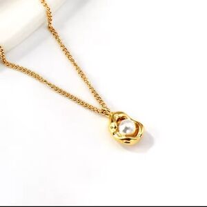 18K Gold Simplicity Retro Pea Pearl Gold waterproof